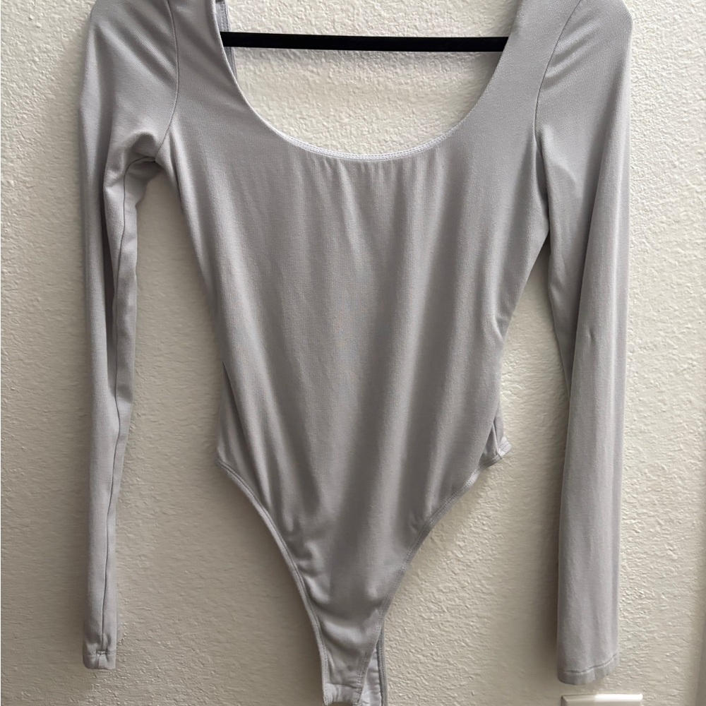 White Fox Boutique Gray Long Sleeve Bodysuit
